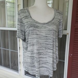 PURE + GOOD By Athro Women's Gray Boho Striped Top